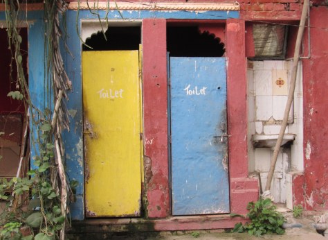 Where else would you find a colourful toilet?